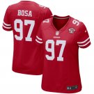 Women's Football 49ers Uniform #97 Nick Bosa Jerseys Red 75th Anniversary patch Limited ladys Shirts