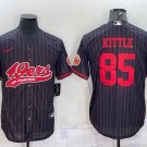 men's & youth Football 49ers Uniform #85 George Kittle Jerseys Black Pinstripe Baseball Cool Shirts