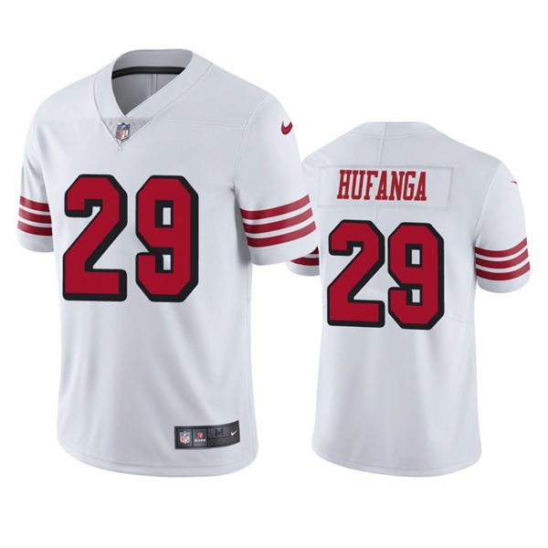 men's & youth Football 49ers Uniform #29 Talanoa Hufanga Jerseys Alternate  White Limited Shirts