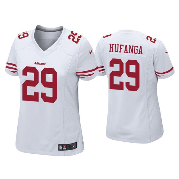 Women's Football 49ers Uniform #29 Talanoa Hufanga Jerseys Alternate White  Limited ladys Shirts