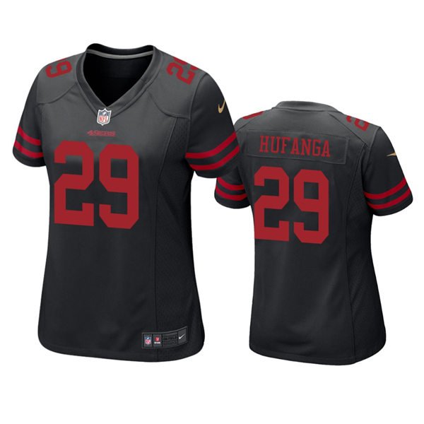 Women's Football 49ers Uniform #29 Talanoa Hufanga Jerseys Black Player  Game Limited ladys Shirts