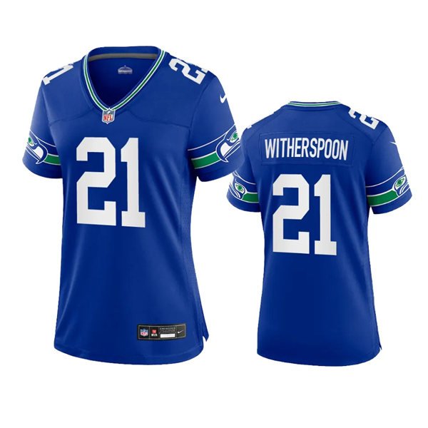 Women's Football Seahawks Uniform #21 Devon Witherspoon Jerseys Royal 2023 Limited ladys Shirts