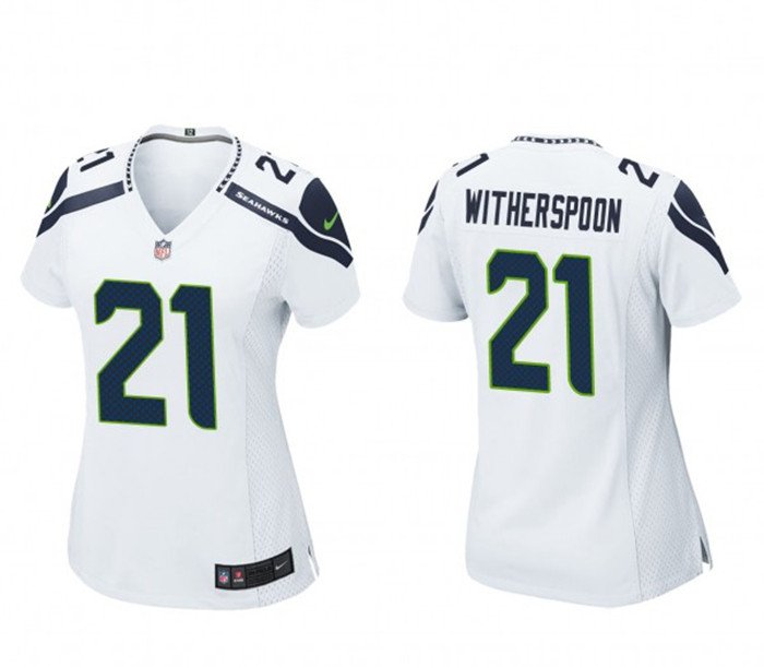 Women's Football Seahawks Uniform #21 Devon Witherspoon Jerseys White Game Limited ladys Shirts