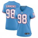 Women's Football Titans Uniform #98 Jeffery Simmons Jerseys Oilers Blue 2023 F.U.S.E. ladys Shirts