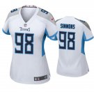 Women's Football Titans Uniform #98 Jeffery Simmons Jerseys White Player Game Limited ladys Shirts