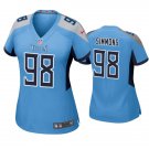 Women's Football Titans Uniform #98 Jeffery Simmons Jerseys Blue Player Game Limited ladys Shirts