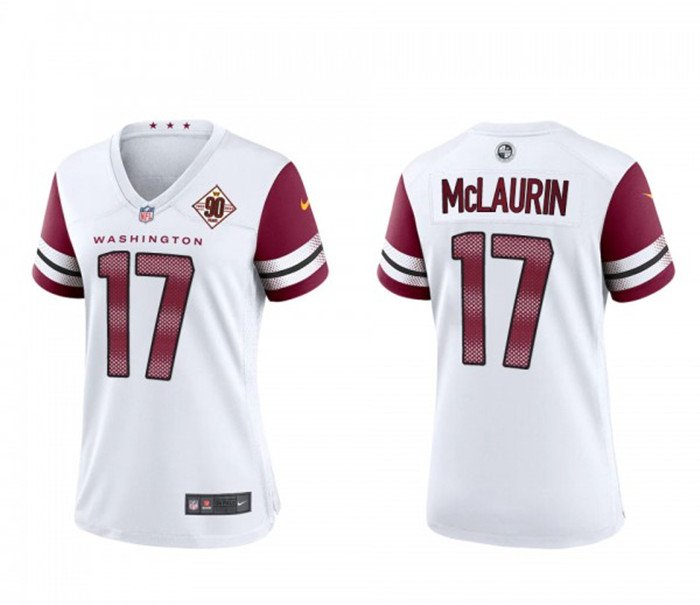 Women's Football Commanders Uniform #17 Terry McLaurin Jerseys White 90th  Years Limited ladys Shirts