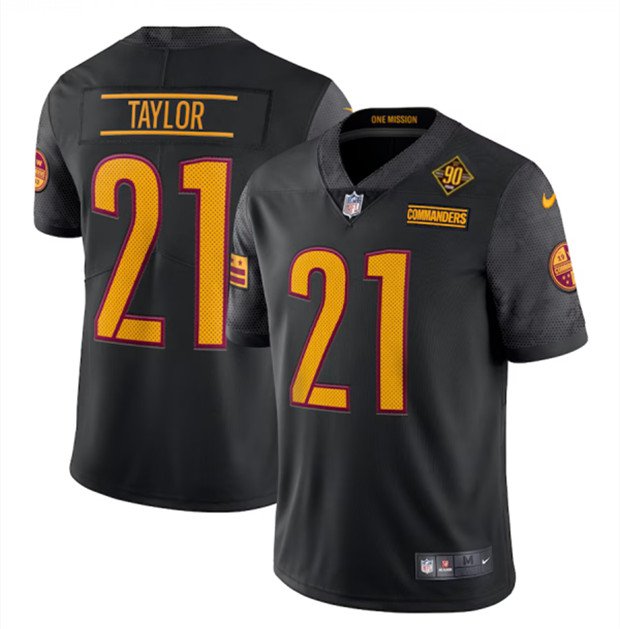 men's & youth Football Commanders Uniform #21 Sean Taylor Jerseys Black 90th Years Limited Shirts