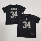 toddler Football Activewear Raiders Uniform #34 Bo Jackson Jerseys Black Limited kids Shirts