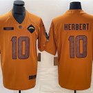men's Football Activewear Chargers Uniform 10 Justin Herbert Jerseys 2023 Brown Salute Service Shirt