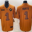 men's Football Activewear Eagles Uniform #1 Jalen Hurts Jerseys 2023 Brown Salute Service Shirts