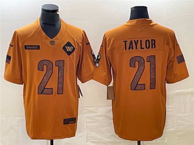 men's Football Activewear Commanders Uniform #21 Sean Taylor Jerseys 2023 Brown Salute Service Shirt