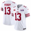 men's & kids Football Uniform #13 Brock Purdy Jerseys White 2024 Super Bowl LVIII C Patch Shirt