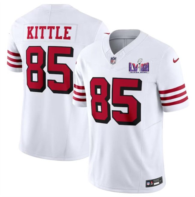 men's & kids Activewear Football Uniform #85 George Kittle Jerseys White 2024 Super Bowl LVIII Shirt