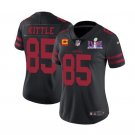 women Activewear Football Uniform #85 George Kittle Jersey Black 2024 Super Bowl LVIII C Patch Shirt