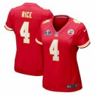 women's Activewear Football Uniform #4 Rashee Rice Jerseys Red 2024 Super Bowl LVIII lady Shirt