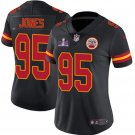 women's Activewear Football Uniform #95 Chris Jones Jerseys Black 2024 Super Bowl LVIII lady Shirt