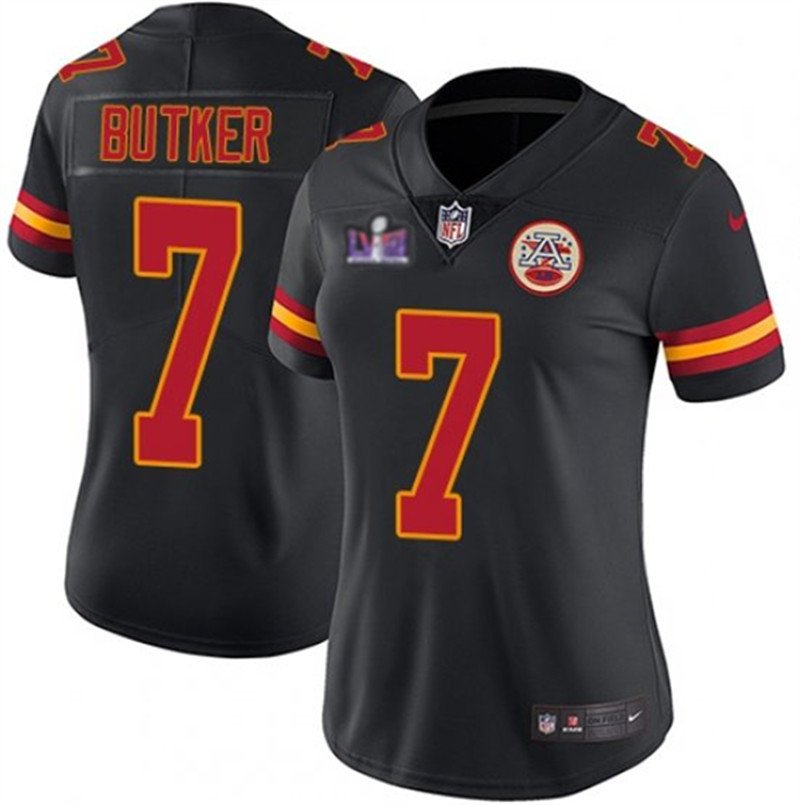 women's Activewear Football Uniform #7 Harrison Butker Jerseys Black 2024 Super Bowl LVIII Shirt