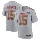 mens & youth Activewear Football Uniform #15 Patrick Mahomes Jersey Gray 2024 Super Bowl LVIII Shirt