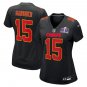 women's Activewear Football Uniform #15 Patrick Mahomes Jerseys Black 2024 Super Bowl LVIII Shirt