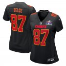 women's Activewear Football Uniform #87 Travis Kelce Jerseys Black 2024 Super Bowl LVIII lady Shirt