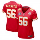 women's Activewear Football Uniform #56 George Karlaftis Jerseys Red 2024 Super Bowl LVIII Shirt