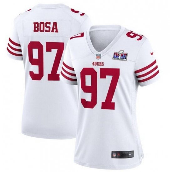women's Activewear Football Uniform #97 Nick Bosa Jerseys White 2024 Super Bowl LVIII lady Shirt