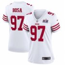 women's Activewear Football Uniform #97 Nick Bosa Jerseys White 2024 Super Bowl LVIII lady Shirt