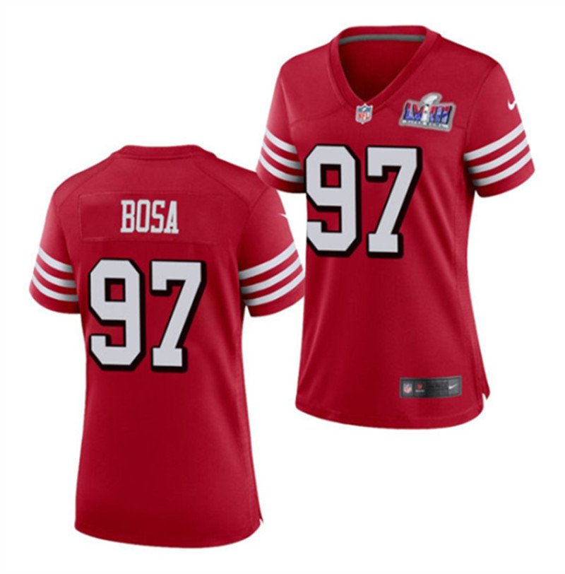 women's Activewear Football Uniform #97 Nick Bosa Jersey Red 2024 Super Bowl LVIII lady Shirt