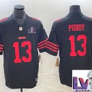 men's & kids Activewear Football Uniform #13 Brock Purdy Jerseys Black 2024 Super Bowl LVIII Shirt