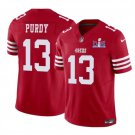 men's & kids Activewear Football Uniform #13 Brock Purdy Jerseys Red 2024 Super Bowl LVIII Shirt