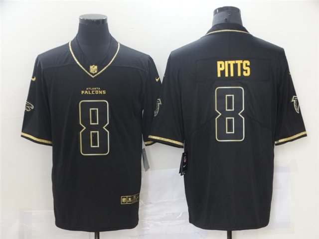 men's Activewear Football Uniform #8 Kyle Pitts Jerseys Black Golded Edition Limited Shirt