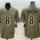 men's Activewear Football Uniform #8 Lamar Jackson Jerseys 2022 Olive Salute Service Limited Shirt