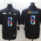 men's Activewear Football Uniform #8 Lamar Jackson Jerseys Black Rainbow Limited Shirt