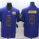 men's Activewear Football Uniform #8 Lamar Jackson Jerseys Purple Golden 25th Season Limited Shirt