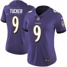 women's Activewear Football Uniform #9 Justin Tucker Jerseys Purple Player Game Limited Lady Shirt