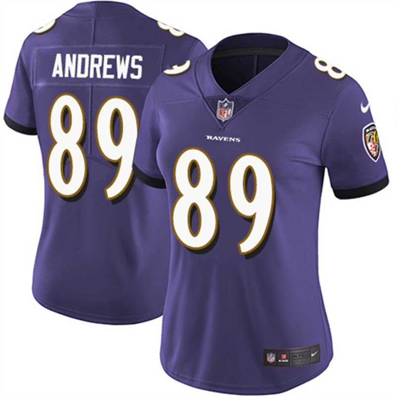 women's Activewear Football Uniform #89 Mark Andrews Jerseys Purple Player Game Limited Lady Shirt