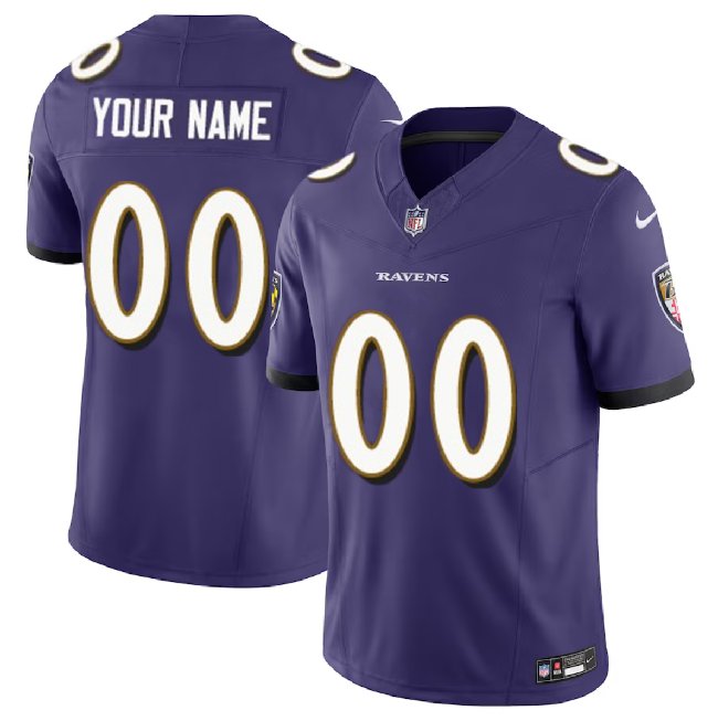 men's & kids Football Baltimore Ravens Uniform #00 Custom name number Jerseys Purple Limited Shirt