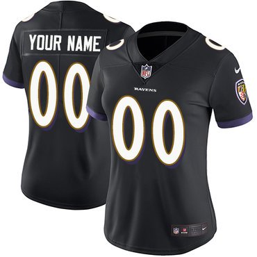 women's Football Baltimore Ravens Uniform #00 Custom name number Jerseys Black Limited Lady Shirt