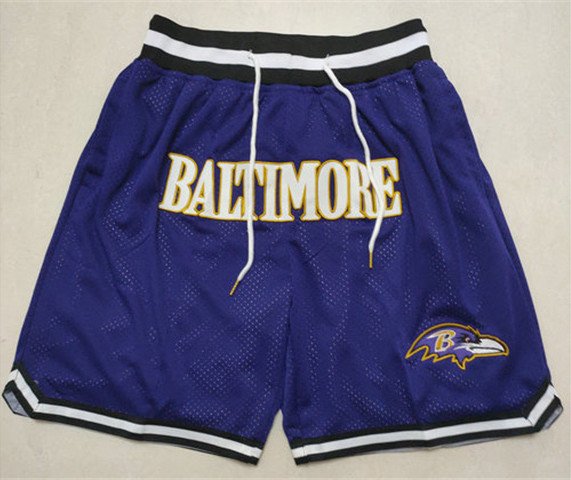 men's Baltimore Ravens Purple Just Don Pocket Zipper Football Shorts