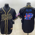 men's Activewear Football Uniform #17 Josh Allen Jerseys Black Golded Team Big Logo Baseball Shirt