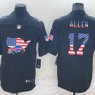 men's Activewear Football Uniform #17 Josh Allen Jerseys Black USA Flag Fashion Limited Shirt