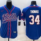 men's Activewear Football Uniform #34 Thurman Thomas Jerseys Blue Baseball CoolBase Shirt