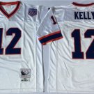 men's & youth Activewear Football Uniform #12 Jim Kelly Jerseys M&N Vintage White Throwback Shirt