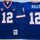 men's & youth Activewear Football Uniform #12 Jim Kelly Jerseys M&N Vintage Blue Throwback Shirt