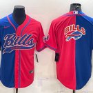 men's Activewear Football Uniform Buffalo Bills Blank Jerseys Blue/Red Team Big Logo Baseball Shirt