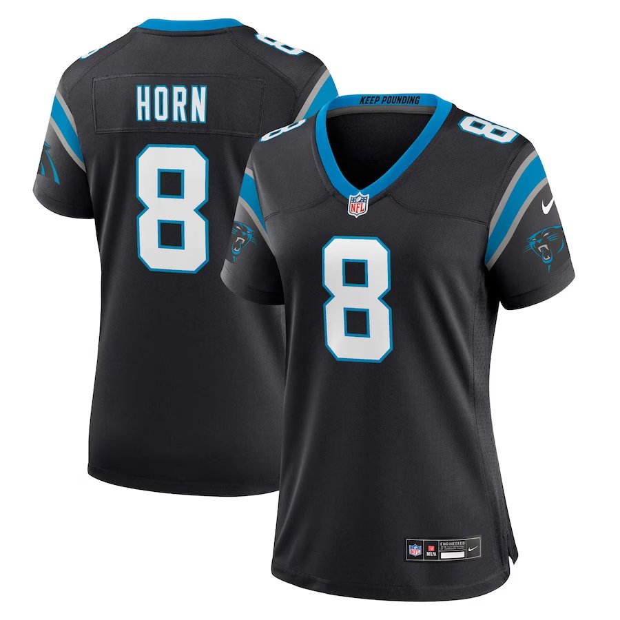 women's Activewear Football Uniform #8 Jaycee Horn Jerseys Black Player Game Limited Lady Shirt