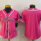 women's Activewear Football Uniform Carolina Panthers Blank Jerseys Pink Baseball CoolBase Shirt