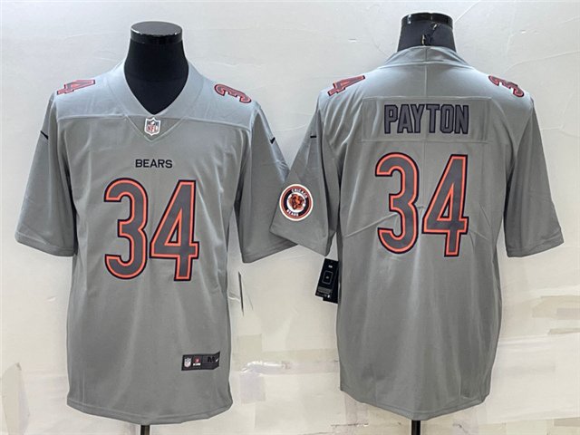 men's Activewear Football Uniform #34 Walter Payton Jerseys Gray Atmosphere Fashion Limited Shirt