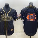 men's Activewear Football Uniform #34 Walter Payton Jerseys Black Gold Team Big Logo Baseball Shirt